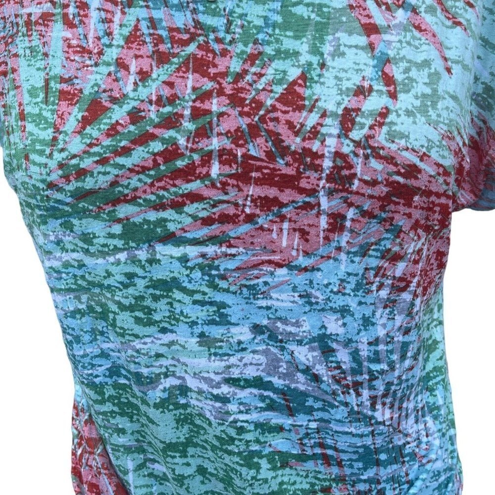 LARA LANE Petites Tie-Front Top Size PL Multicolor Scoop Neck Gemmed Burn-Out - Picture 8 of 14